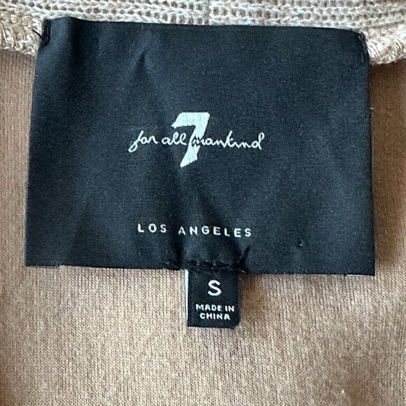 NWOT - 7 For All Mankind Tie Waist Open Cardigan in Tan & Toasted Oatmeal - Sz:S - Picture 8 of 10